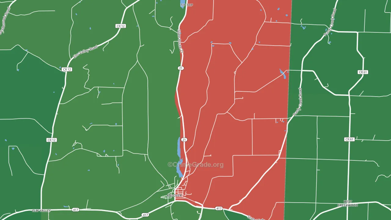 Fulmer Valley, NY Map of Vehicle Theft Rates