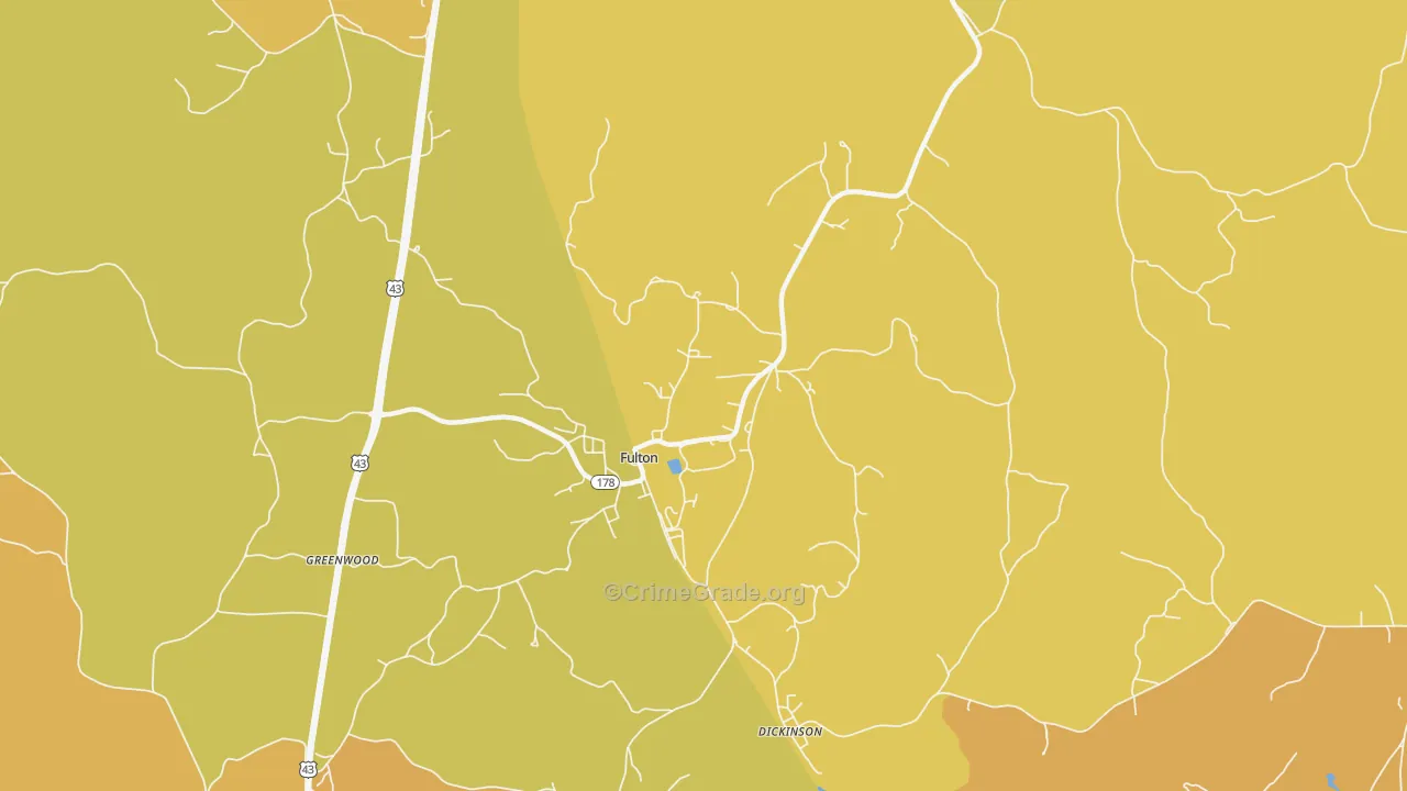 Fulton, AL Map of Vehicle Theft Rates