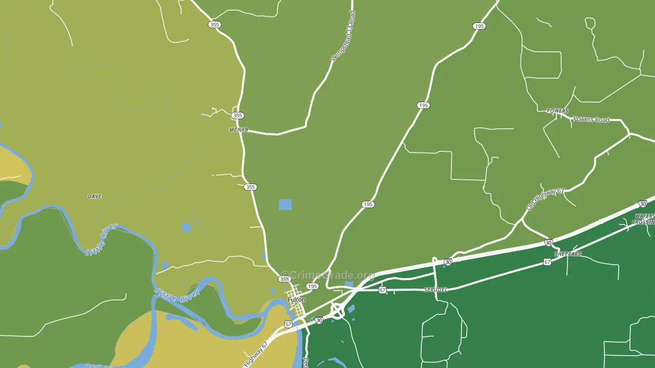 Fulton, AR Map of Vehicle Theft Rates