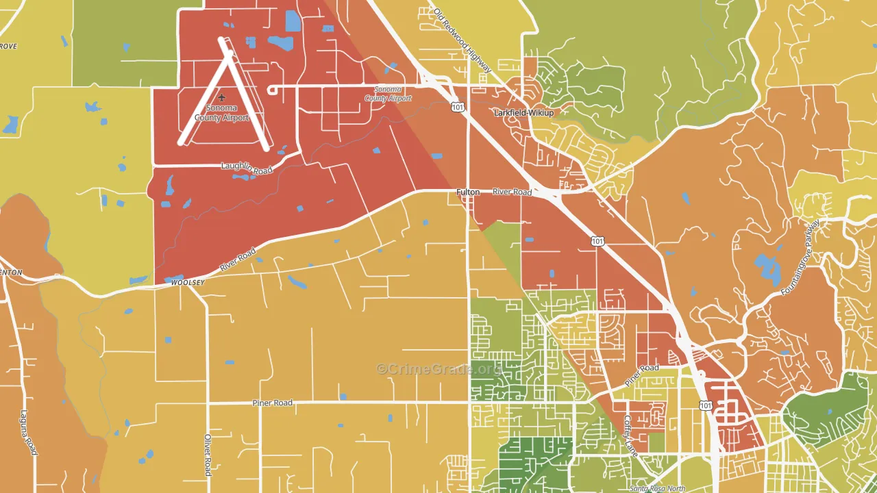 Fulton, CA Map of Vehicle Theft Rates