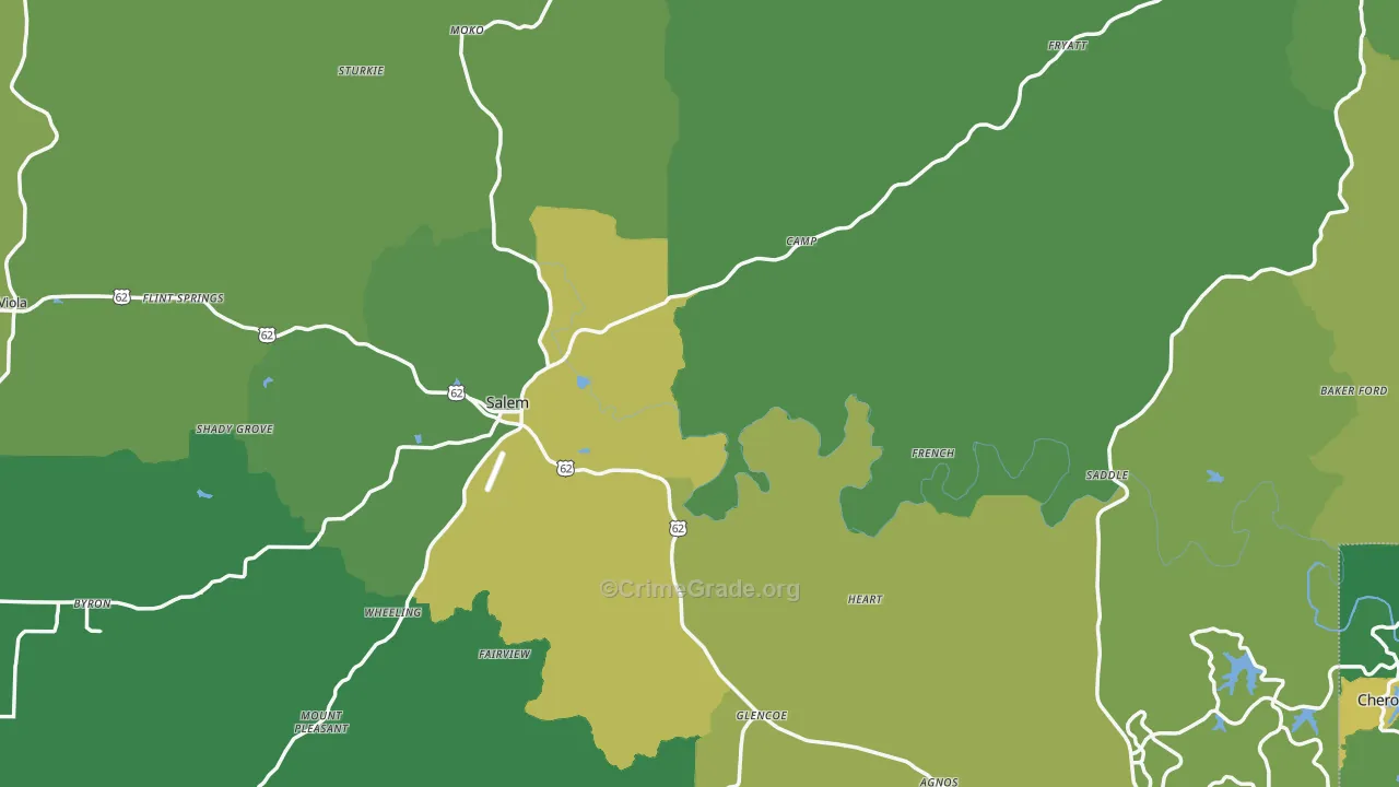 Fulton County, AR Map of Vehicle Theft Rates