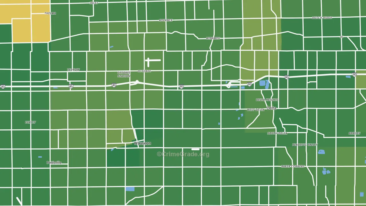 Fulton County, OH Map of Vehicle Theft Rates