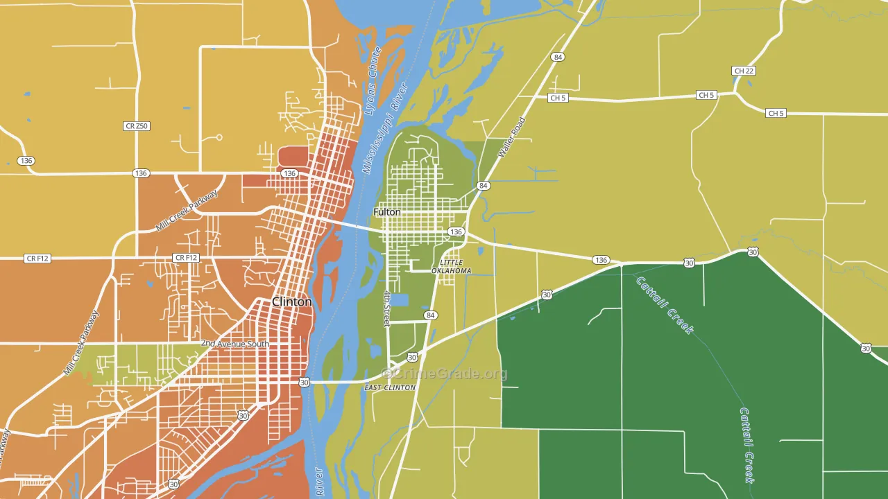 Fulton, IL Map of Vehicle Theft Rates