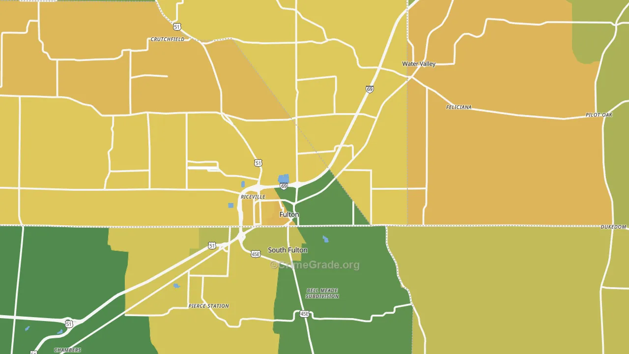 Fulton, KY Map of Vehicle Theft Rates