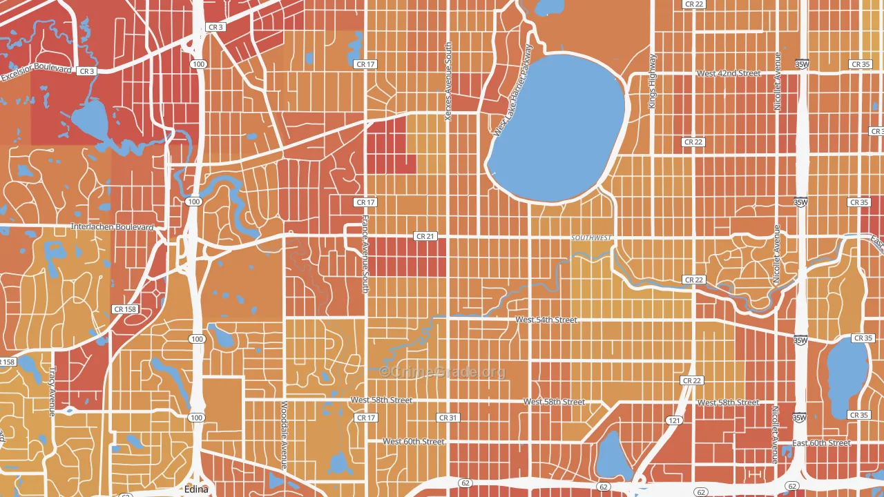 Fulton, Minneapolis, MN Map of Vehicle Theft Rates