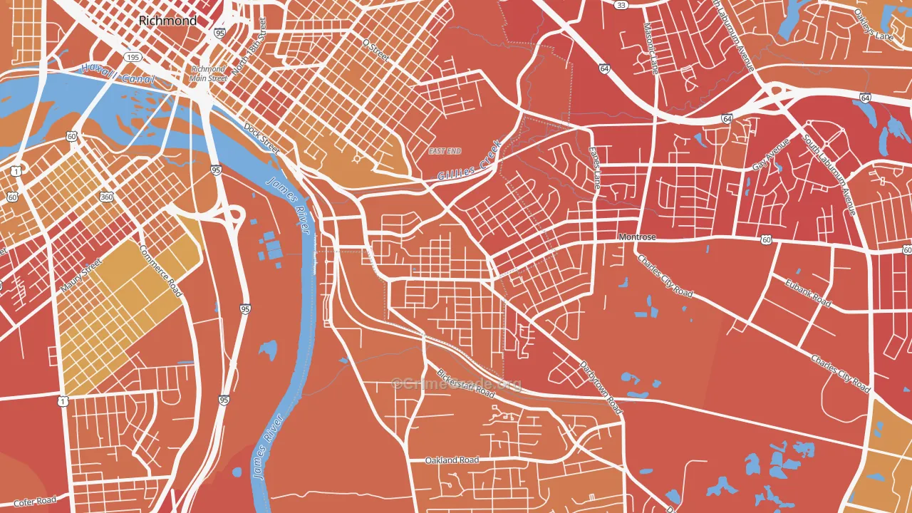 Fulton, Montrose Heights, VA Map of Vehicle Theft Rates