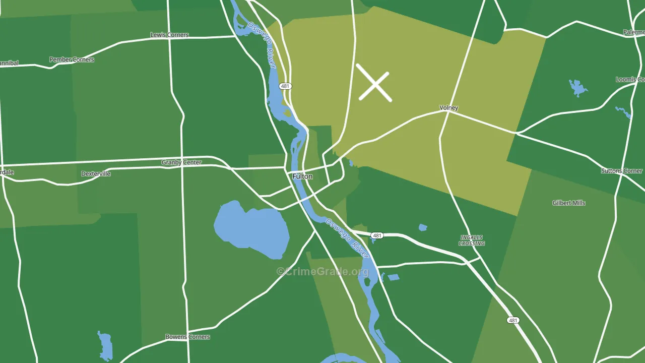 Fulton, NY Map of Vehicle Theft Rates