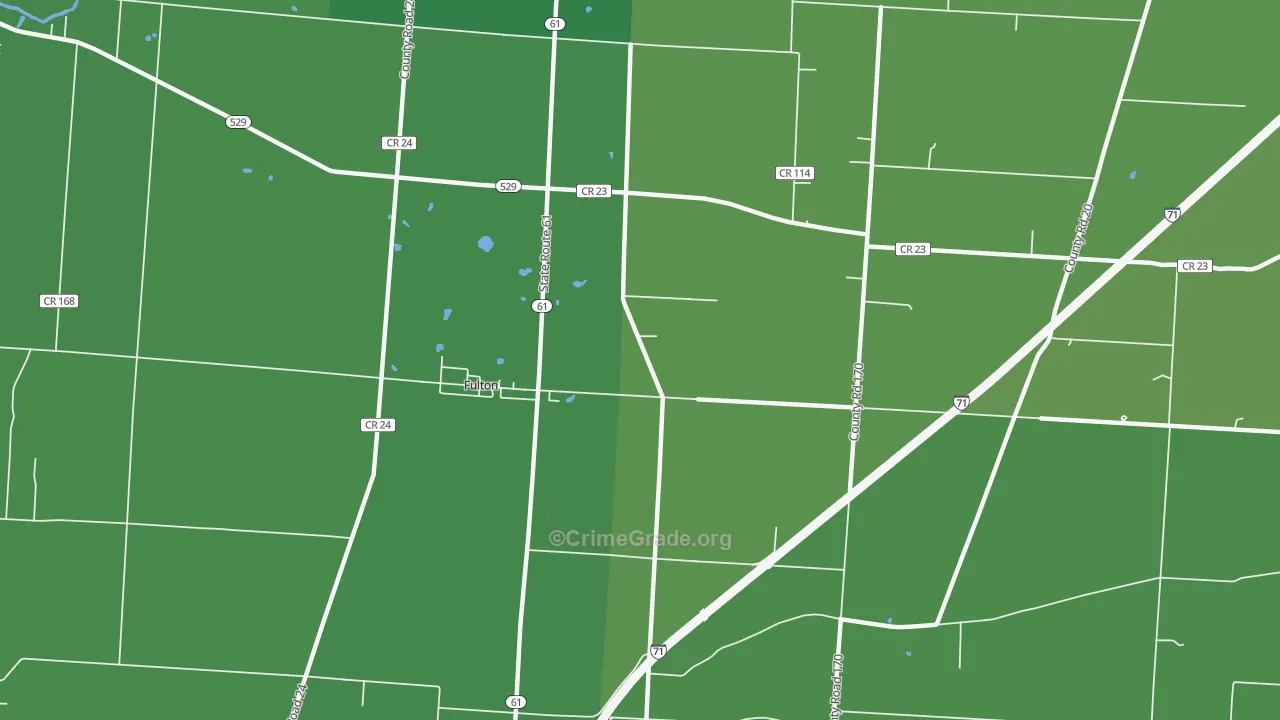Fulton, OH Map of Vehicle Theft Rates