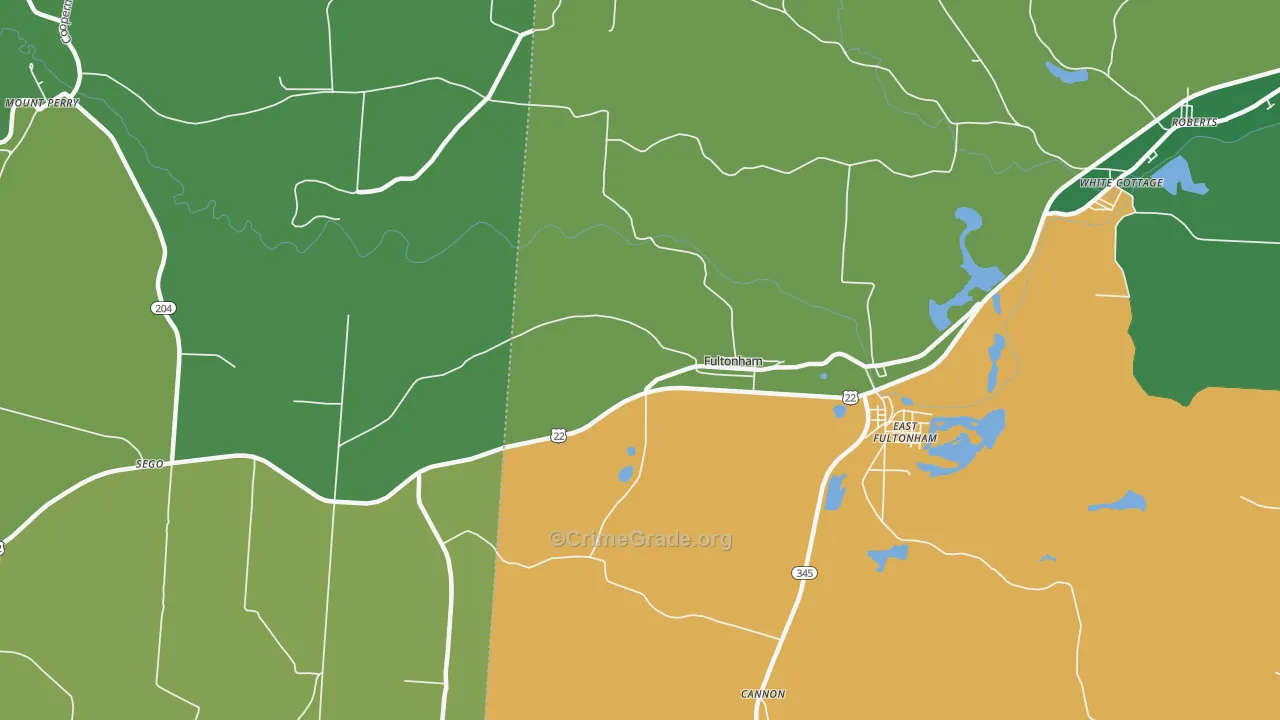 Fultonham, OH Map of Vehicle Theft Rates