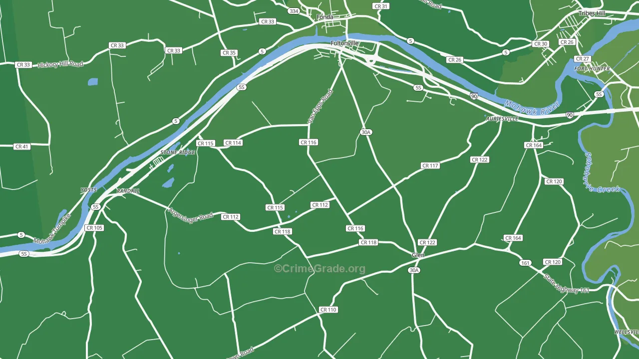 Fultonville, NY Map of Vehicle Theft Rates