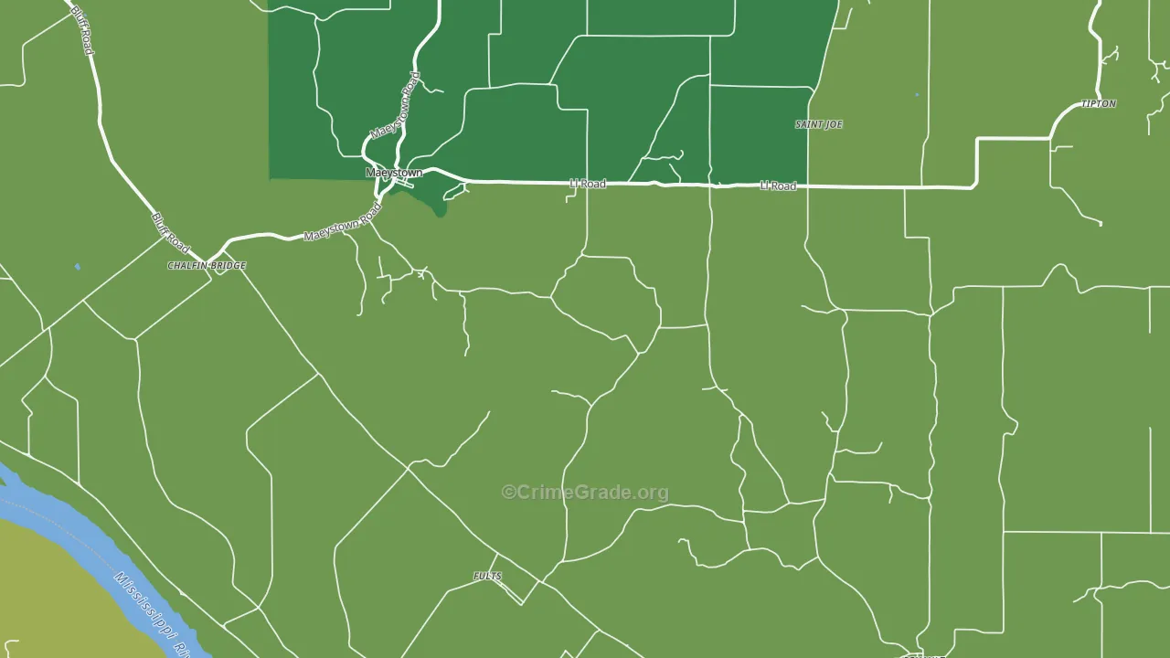 Fults, IL Map of Vehicle Theft Rates