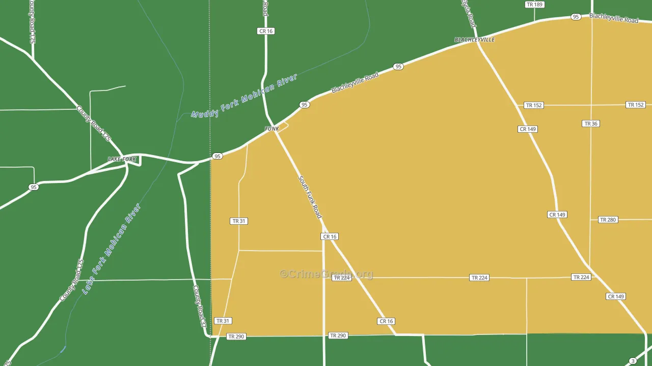 Funk, OH Map of Vehicle Theft Rates