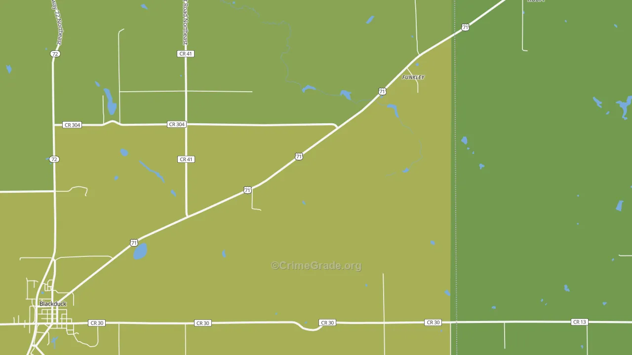 Funkley, MN Map of Vehicle Theft Rates