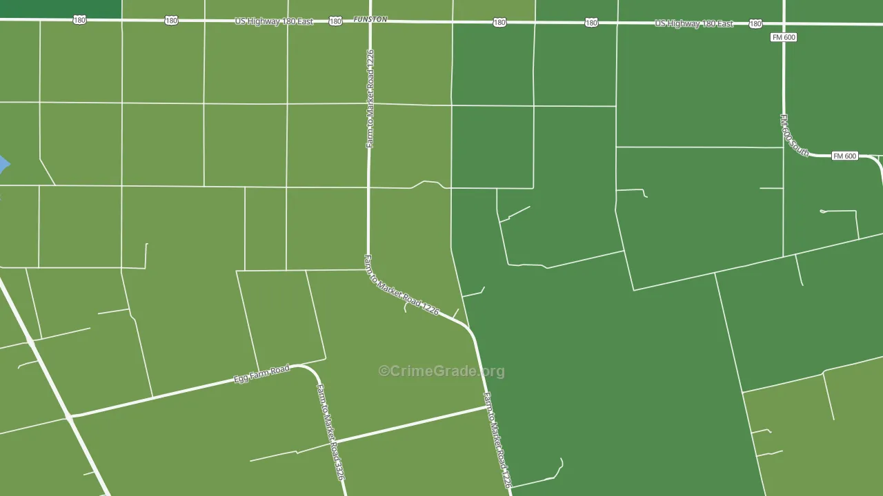 Funston, TX Map of Vehicle Theft Rates