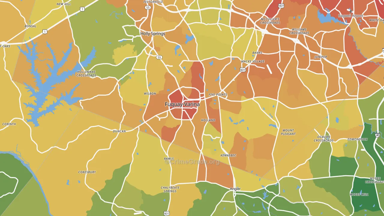 Fuquay-Varina, NC Map of Vehicle Theft Rates