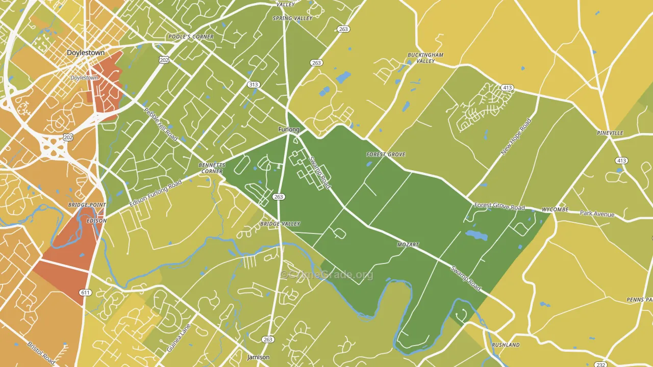 Furlong, PA Map of Vehicle Theft Rates