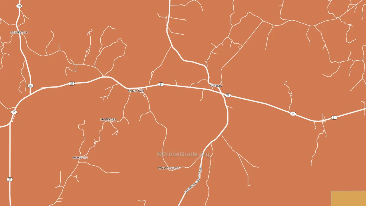 Furman, AL Map of Vehicle Theft Rates
