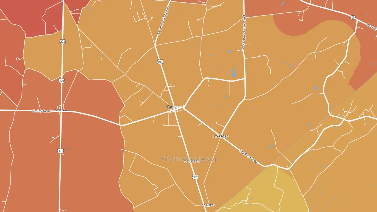 Furman, SC Map of Vehicle Theft Rates