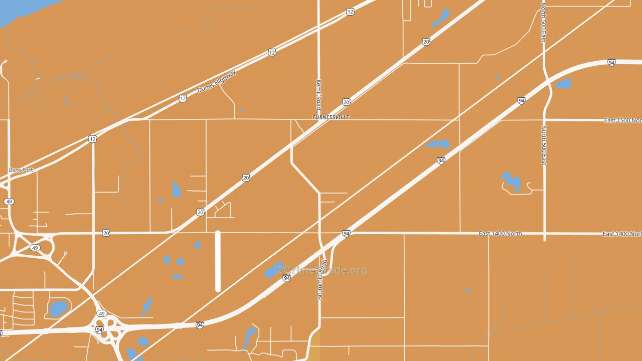 Furnessville, IN Map of Vehicle Theft Rates