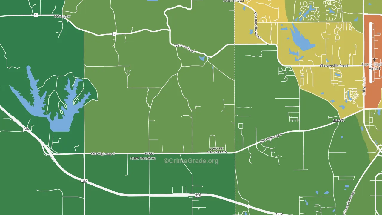 Furrs, MS Map of Vehicle Theft Rates