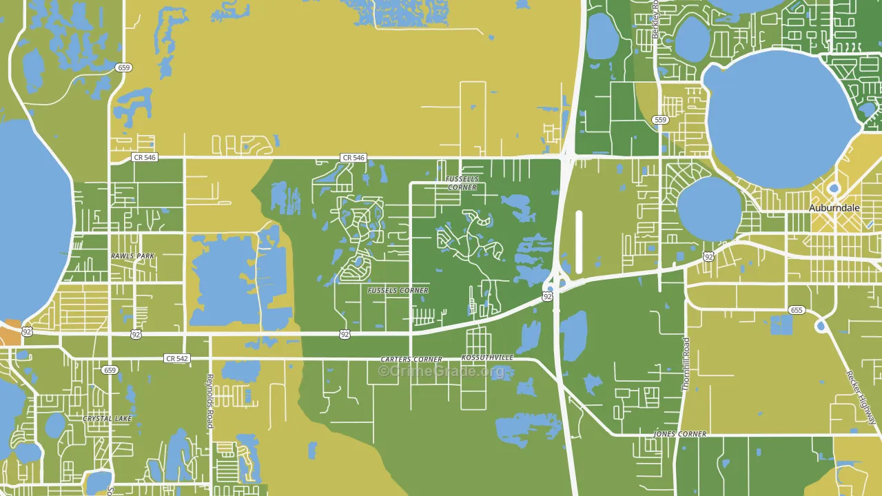 Fussels Corner, FL Map of Vehicle Theft Rates