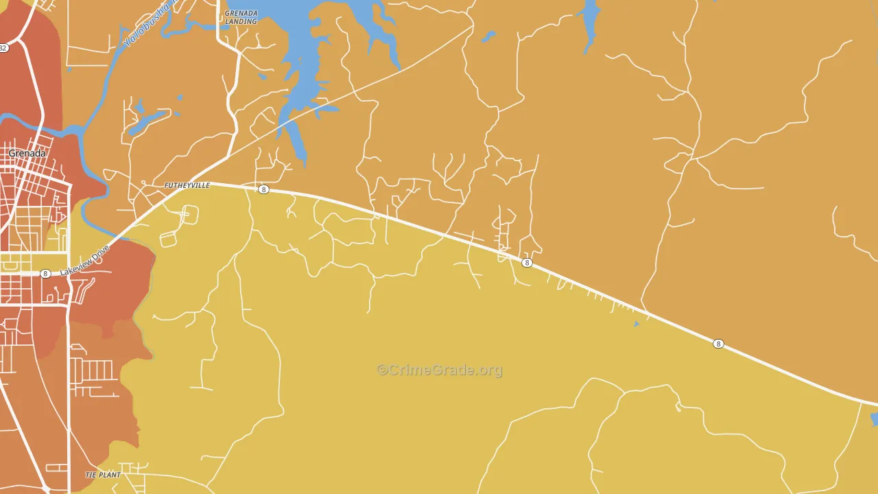 Futheyville, MS Map of Vehicle Theft Rates