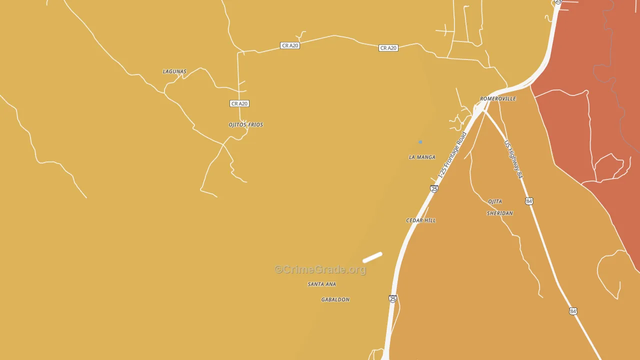 Gabaldon, NM Map of Vehicle Theft Rates