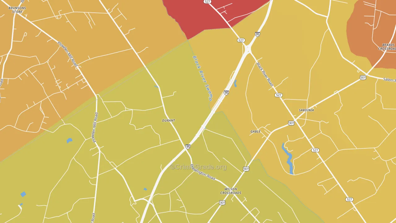 Gable, SC Map of Vehicle Theft Rates