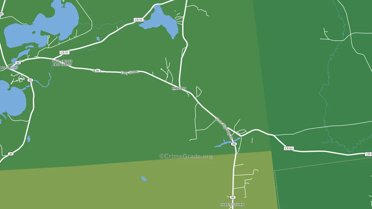 Gabriels, NY Map of Vehicle Theft Rates