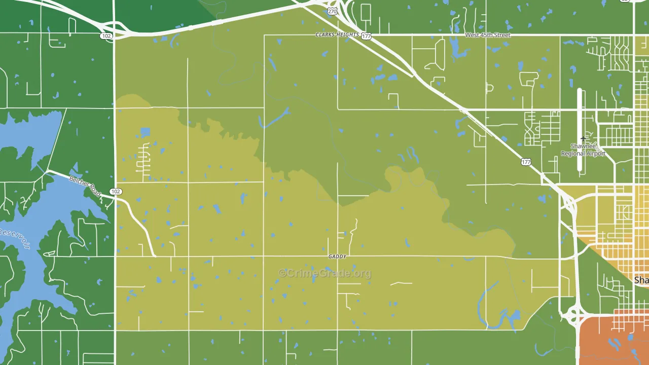 Gaddy, OK Map of Vehicle Theft Rates