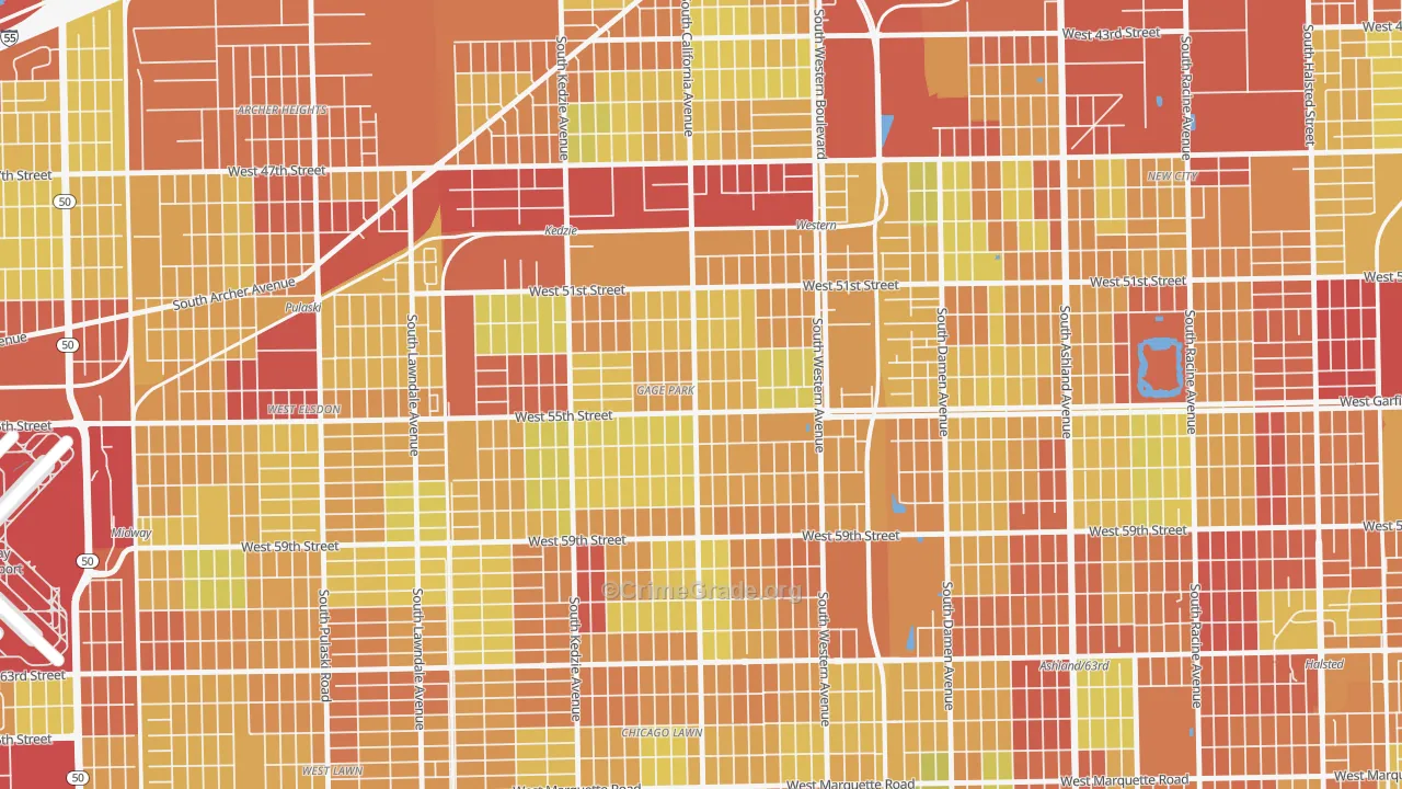 Gage Park, Chicago, IL Map of Vehicle Theft Rates
