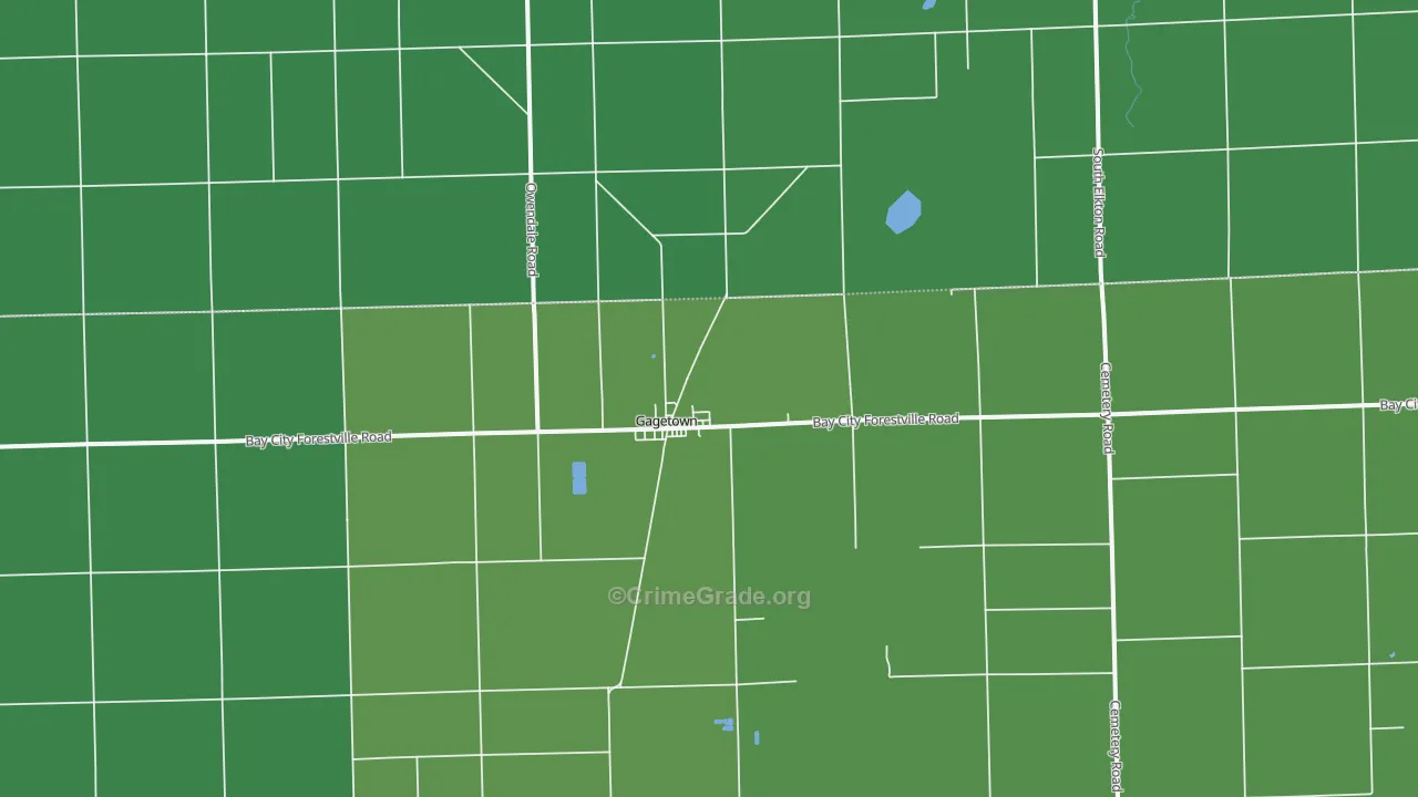 Gagetown, MI Map of Vehicle Theft Rates