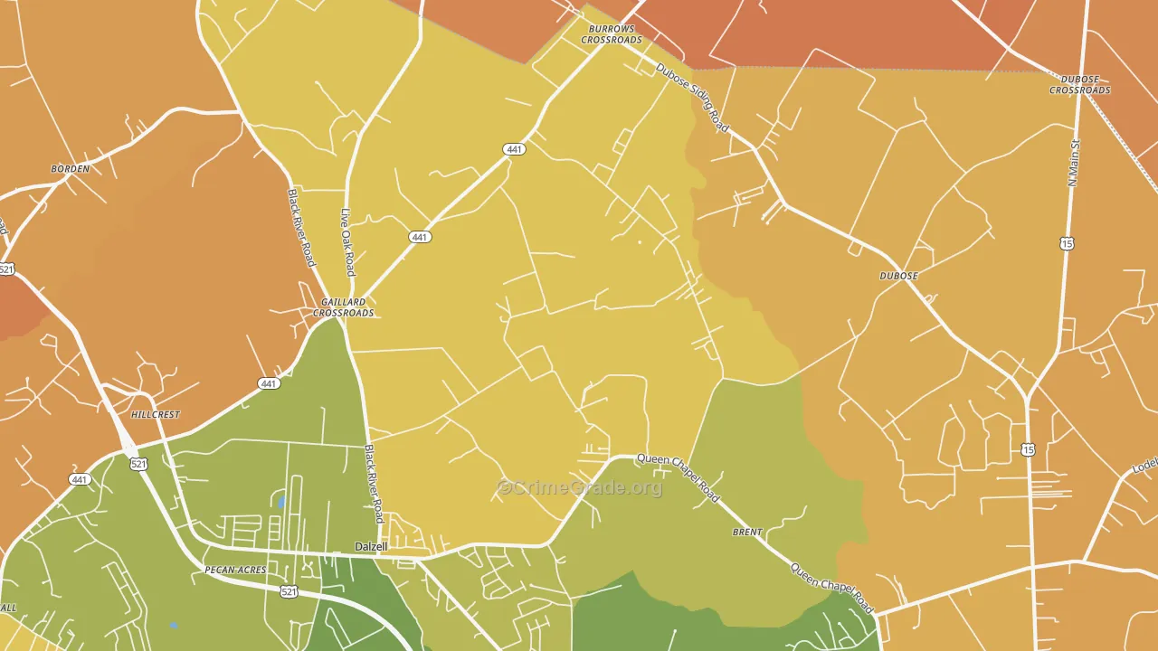 Gaillard Crossroads, SC Map of Vehicle Theft Rates