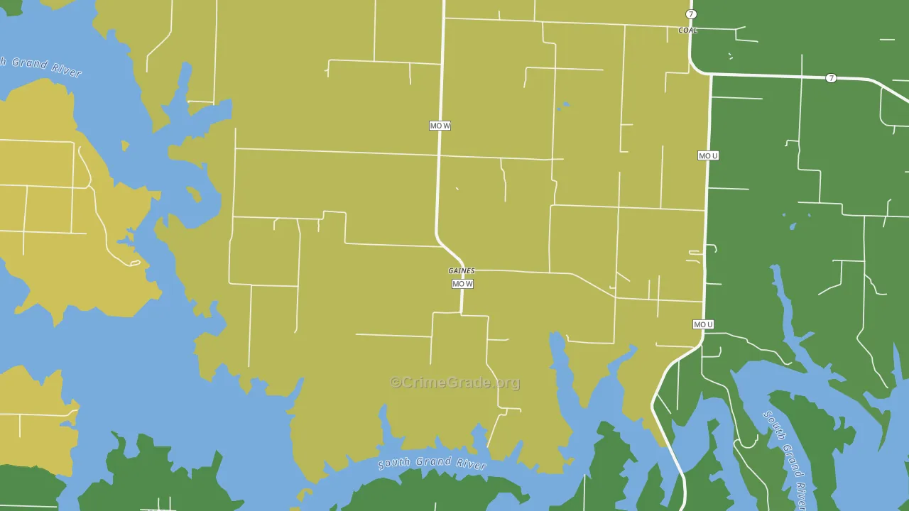 Gaines, MO Map of Vehicle Theft Rates