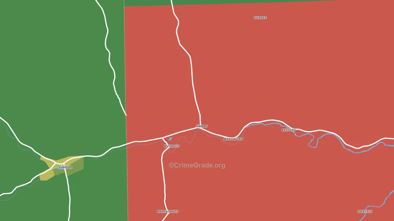 Gaines, PA Map of Vehicle Theft Rates