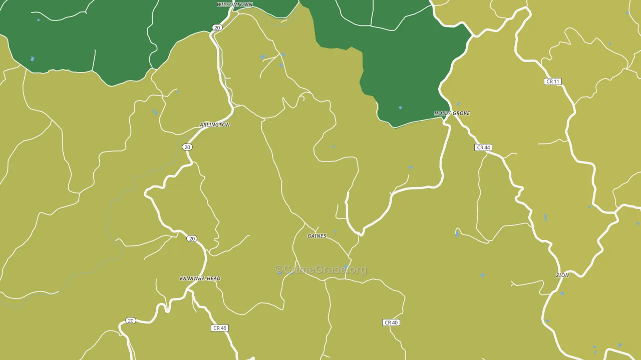 Gaines, WV Map of Vehicle Theft Rates