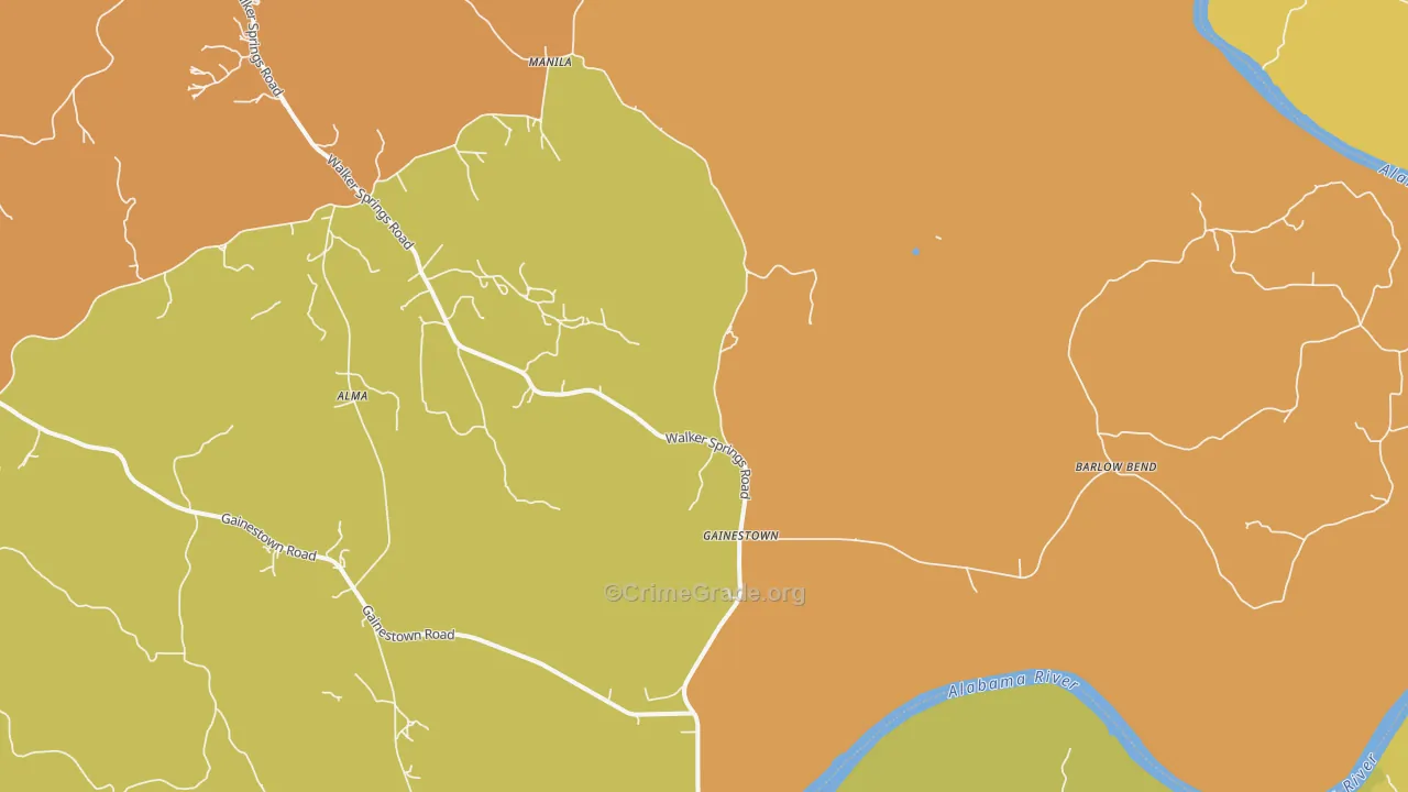 Gainestown, AL Map of Vehicle Theft Rates