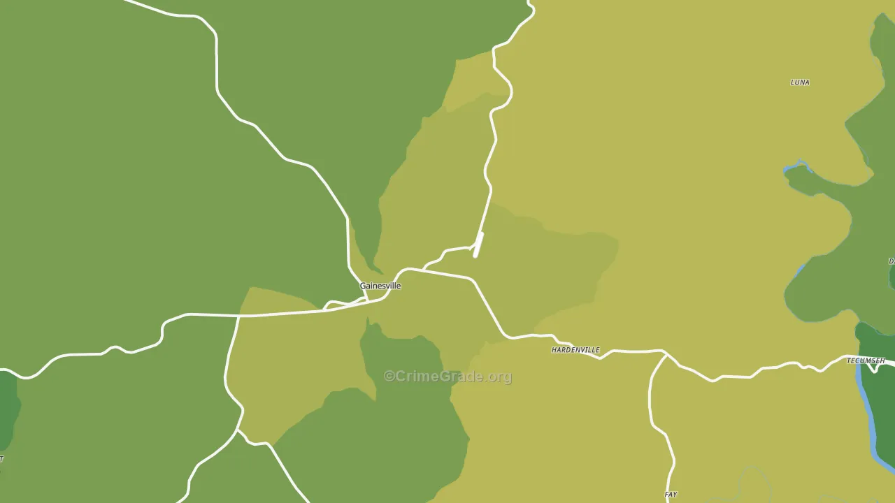 Gainesville, MO Map of Vehicle Theft Rates