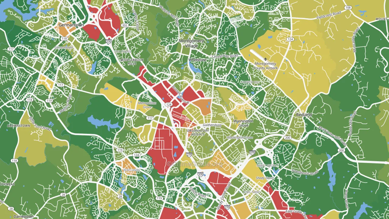 Gaithersburg, MD Map of Vehicle Theft Rates