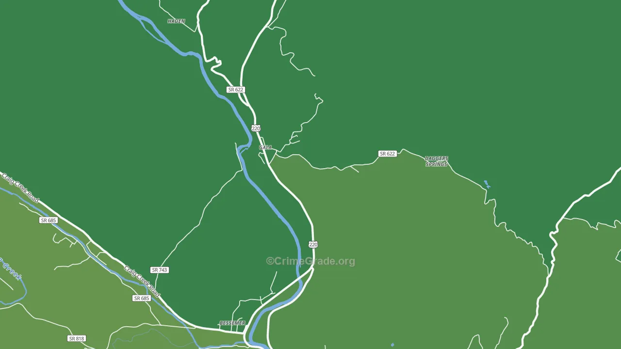 Gala, VA Map of Vehicle Theft Rates