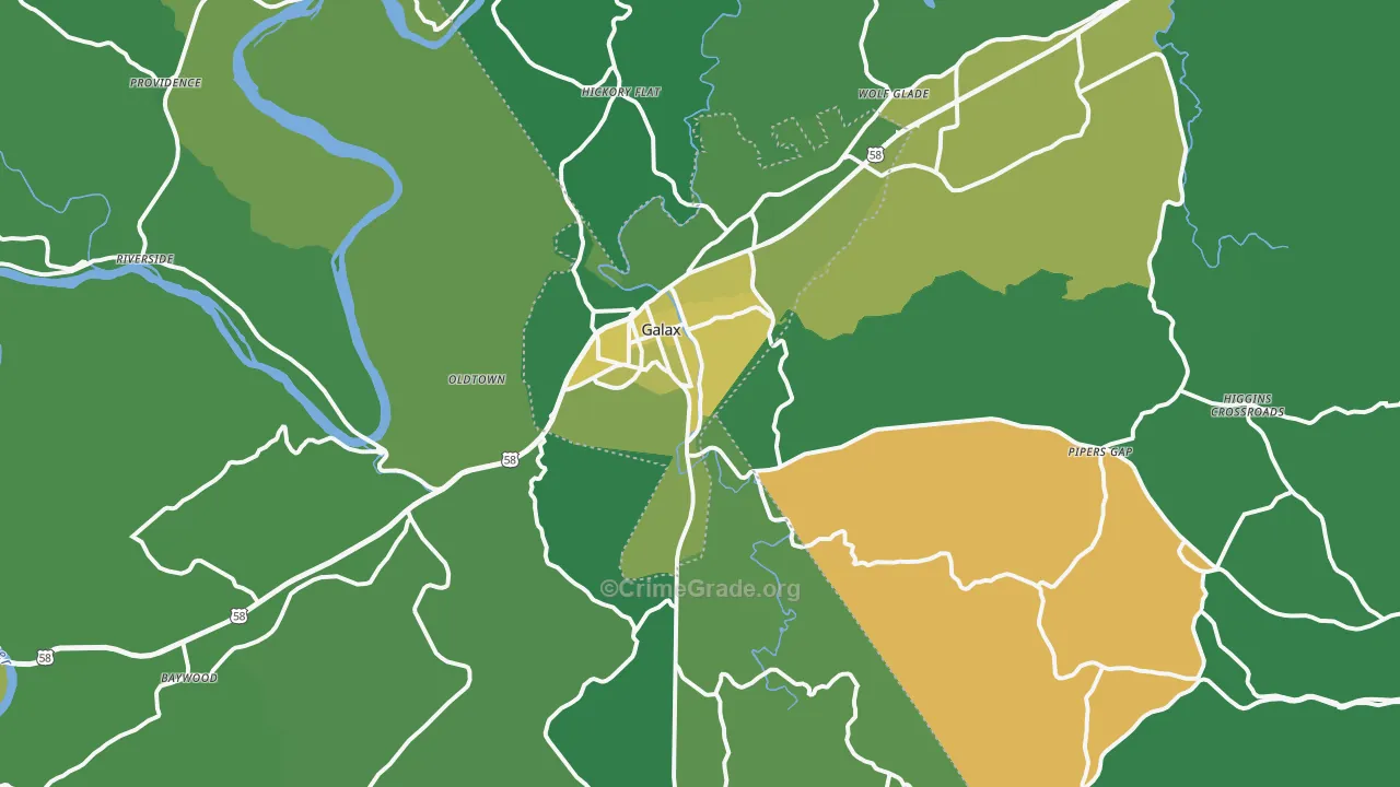 Galax, VA Map of Vehicle Theft Rates