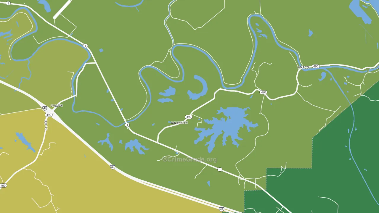 Galbraith, LA Map of Vehicle Theft Rates