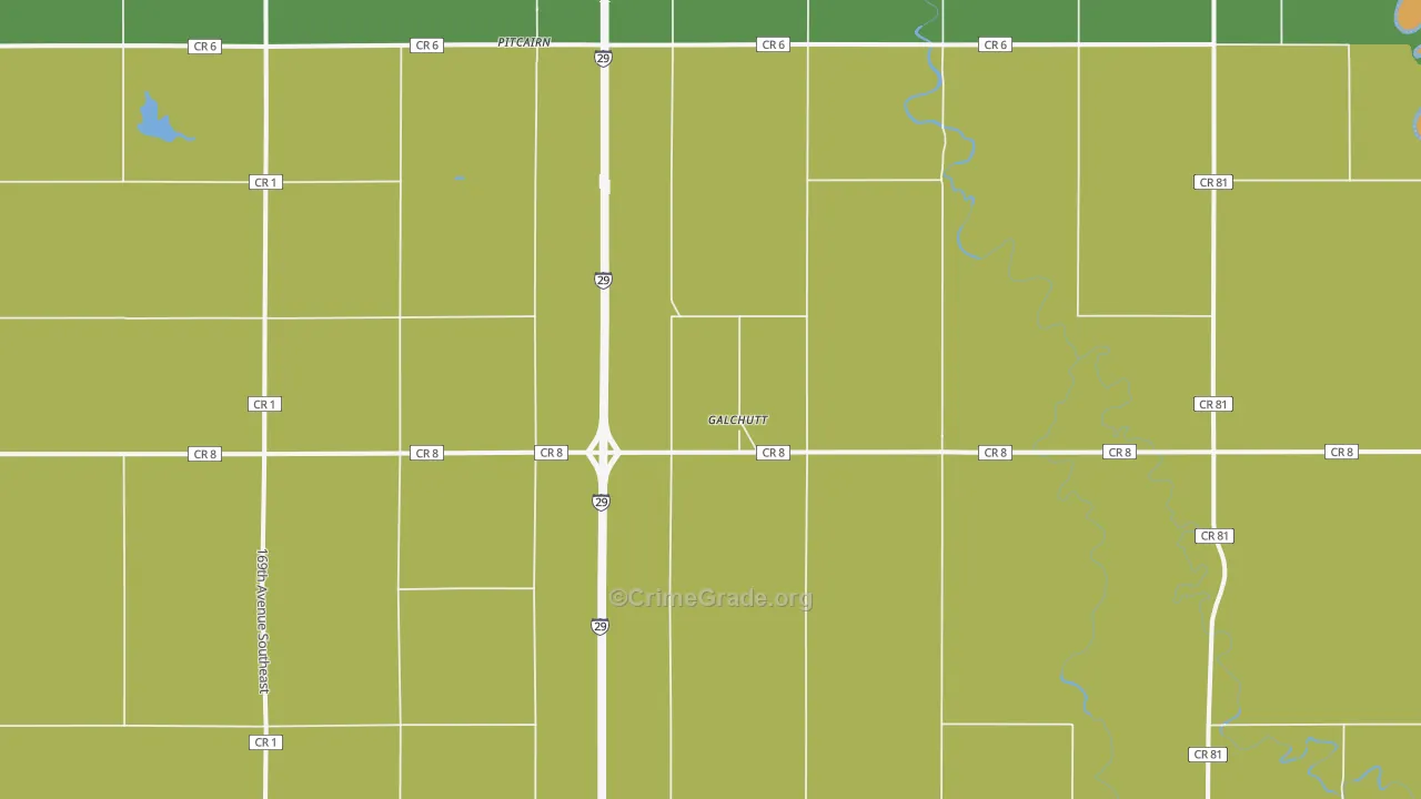 Galchutt, ND Map of Vehicle Theft Rates
