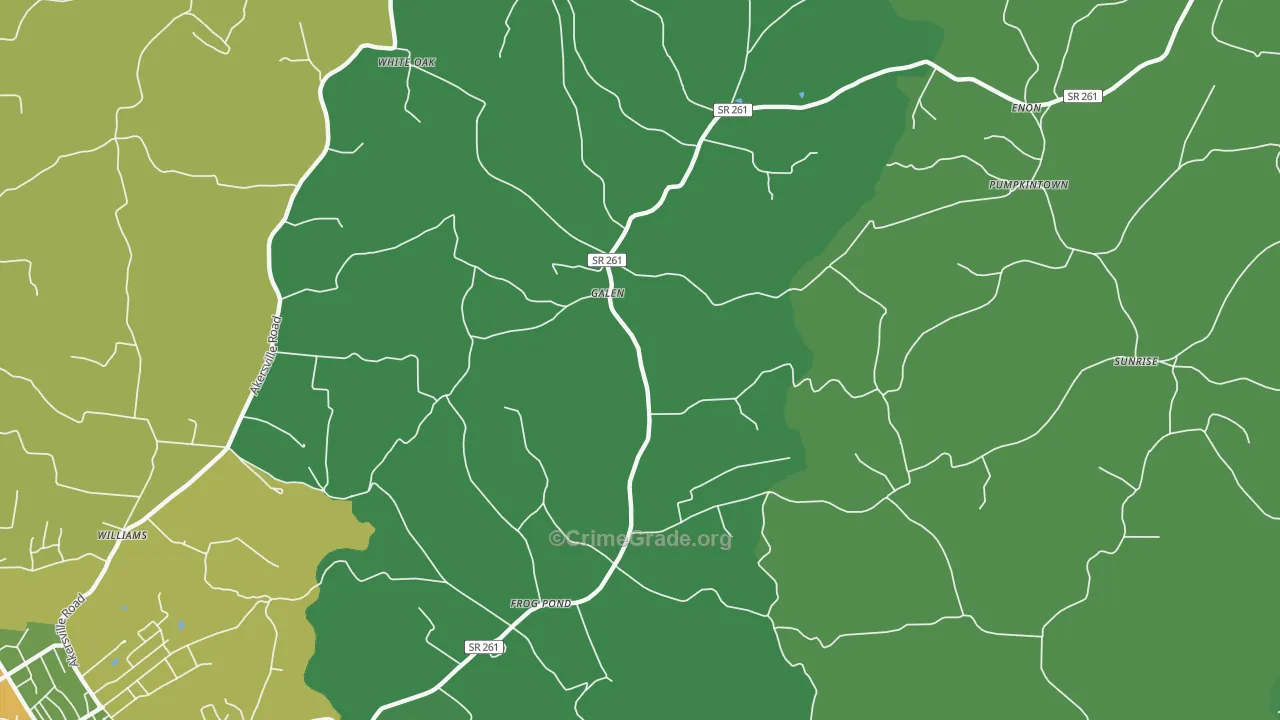 Galen, TN Map of Vehicle Theft Rates