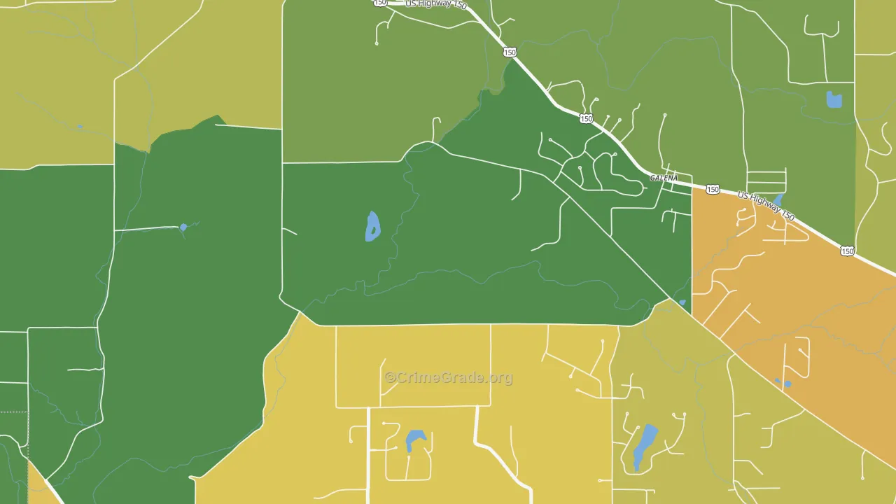 Galena, IN Map of Vehicle Theft Rates