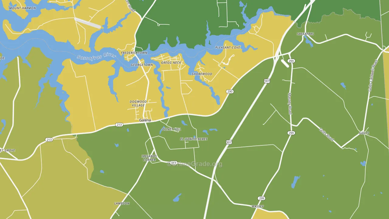 Galena, MD Map of Vehicle Theft Rates