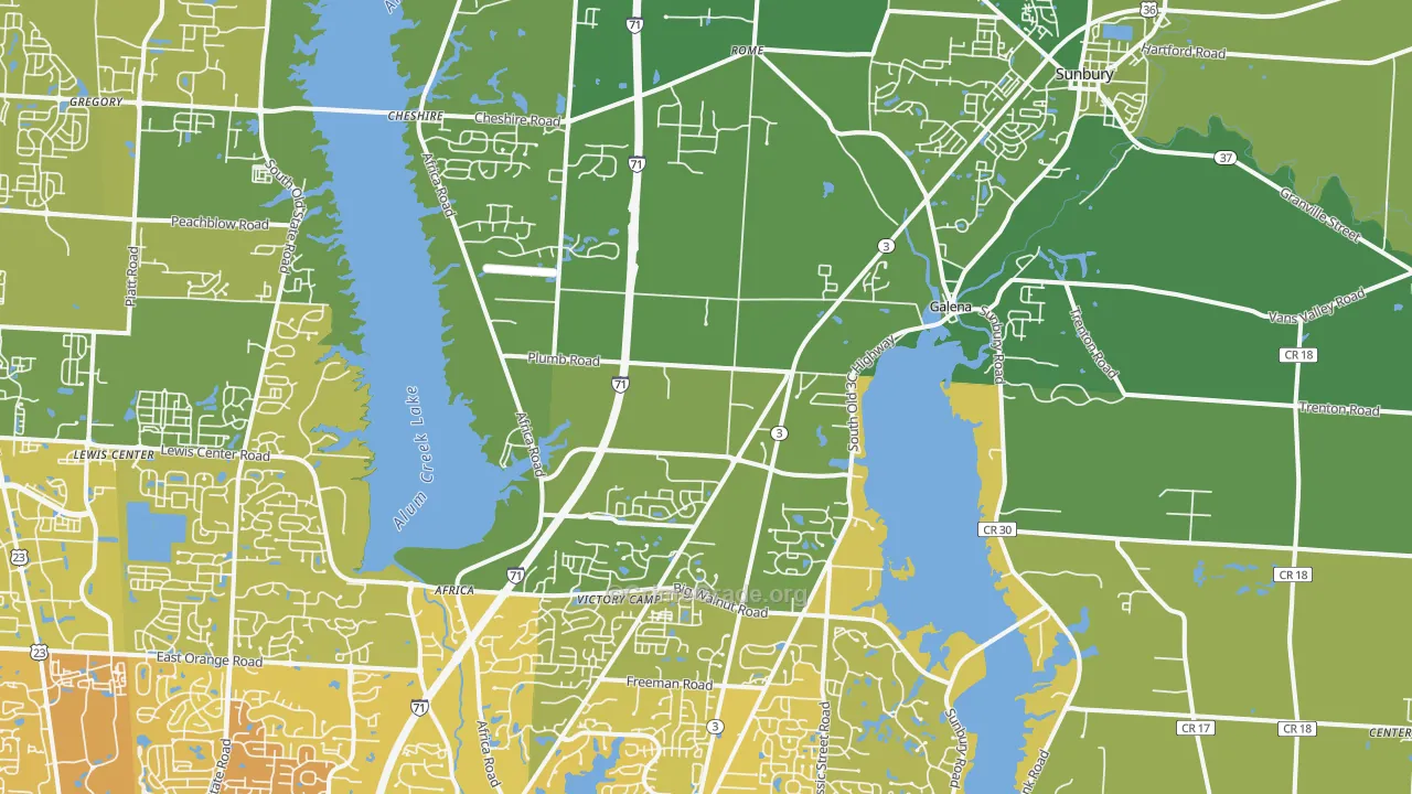 Galena, OH Map of Vehicle Theft Rates