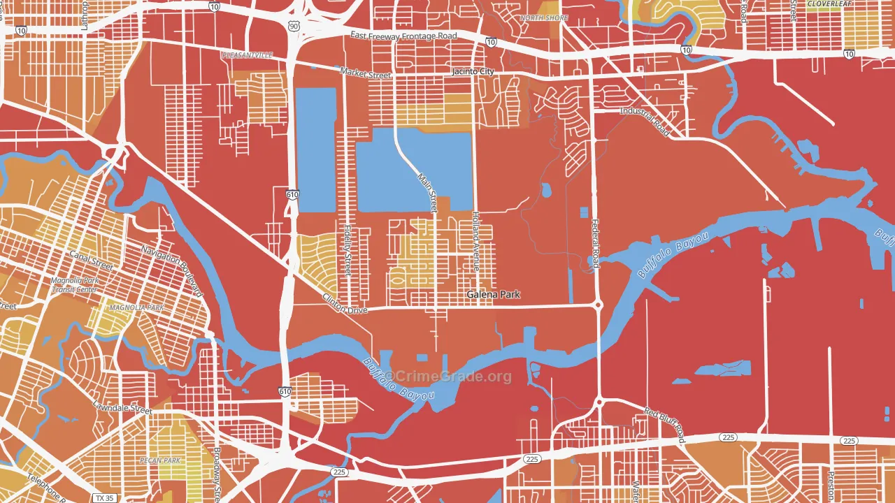 Galena Park, TX Map of Vehicle Theft Rates