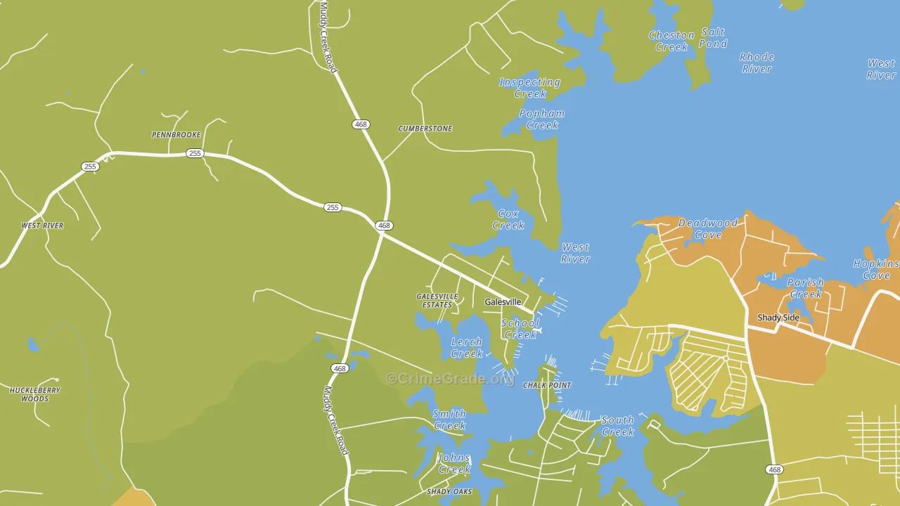 Galesville, MD Map of Vehicle Theft Rates