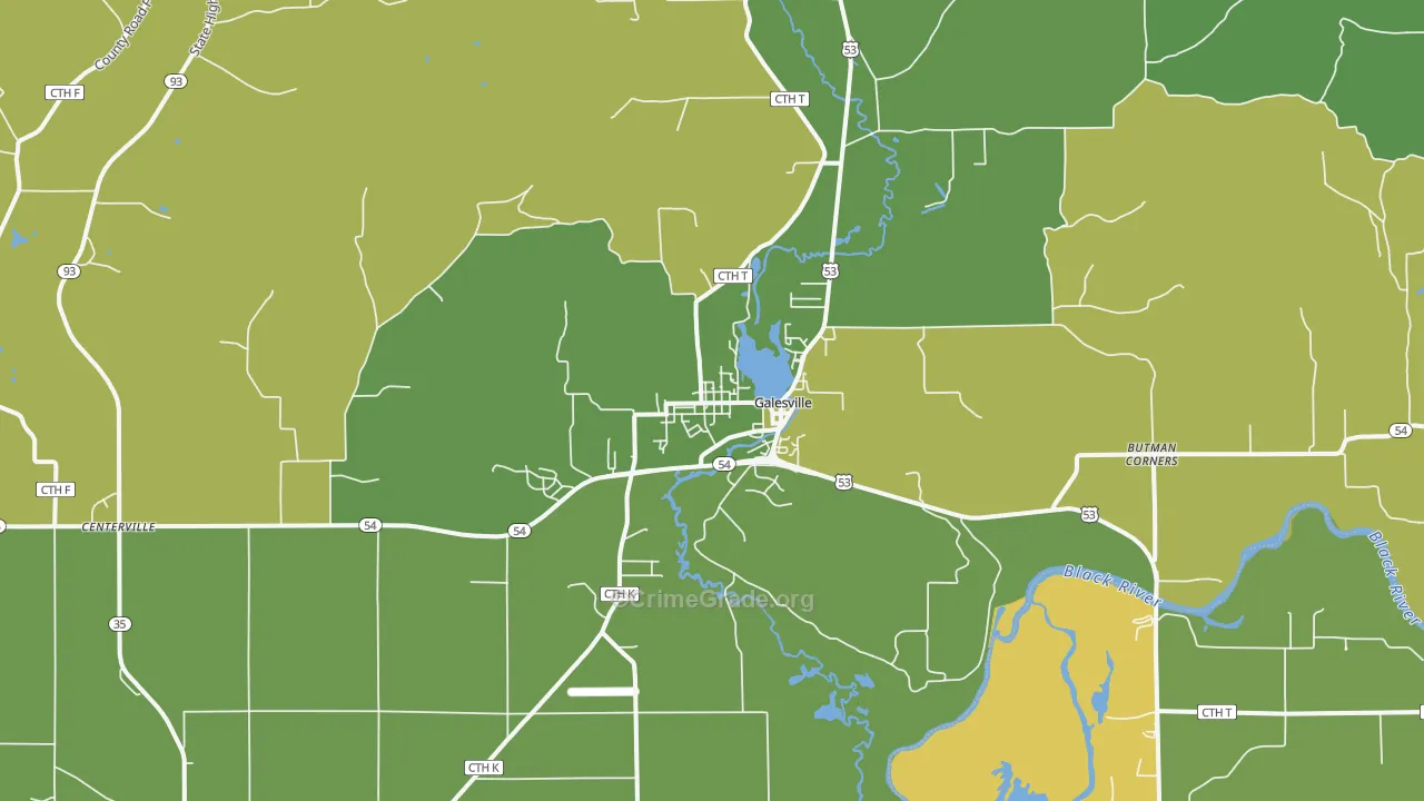 Galesville, WI Map of Vehicle Theft Rates